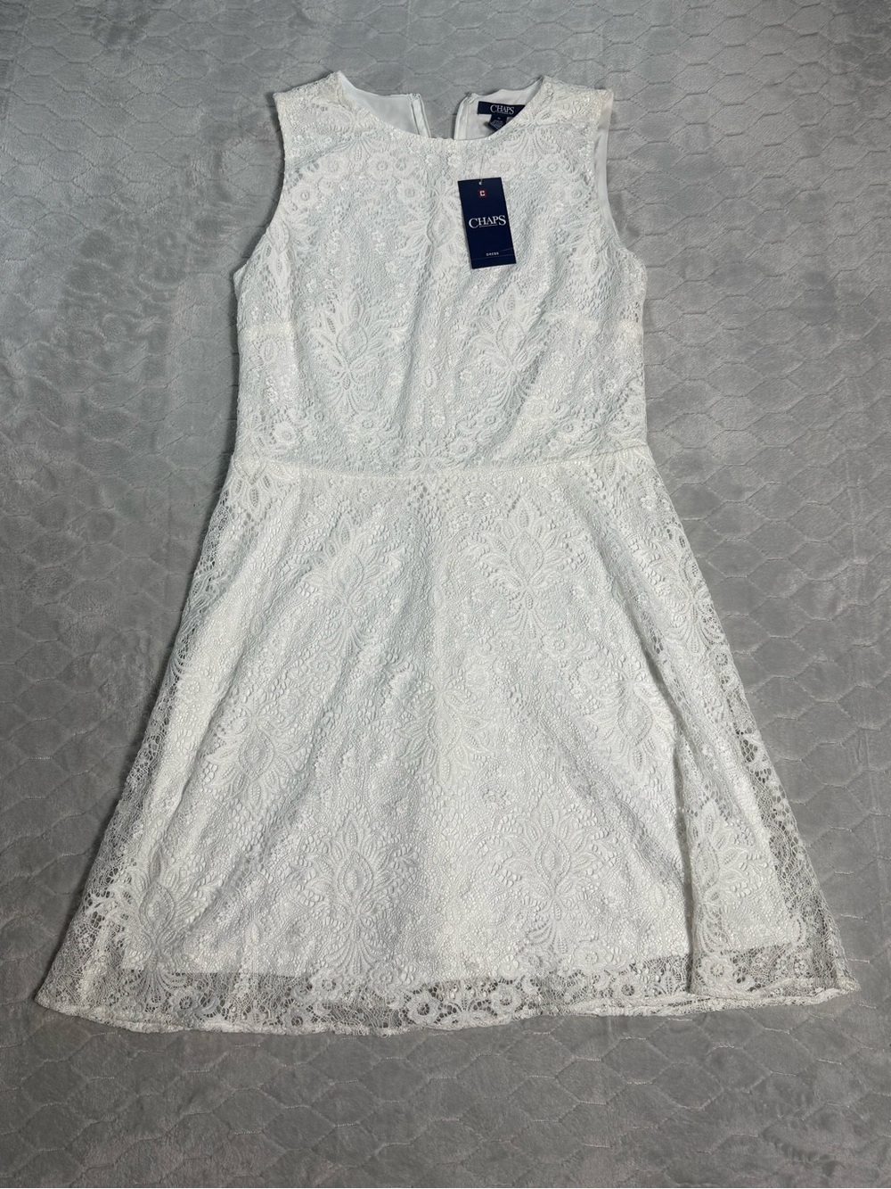 Chaps White Floral Lace‎ Fit & Flare Dress Size 10 NWT